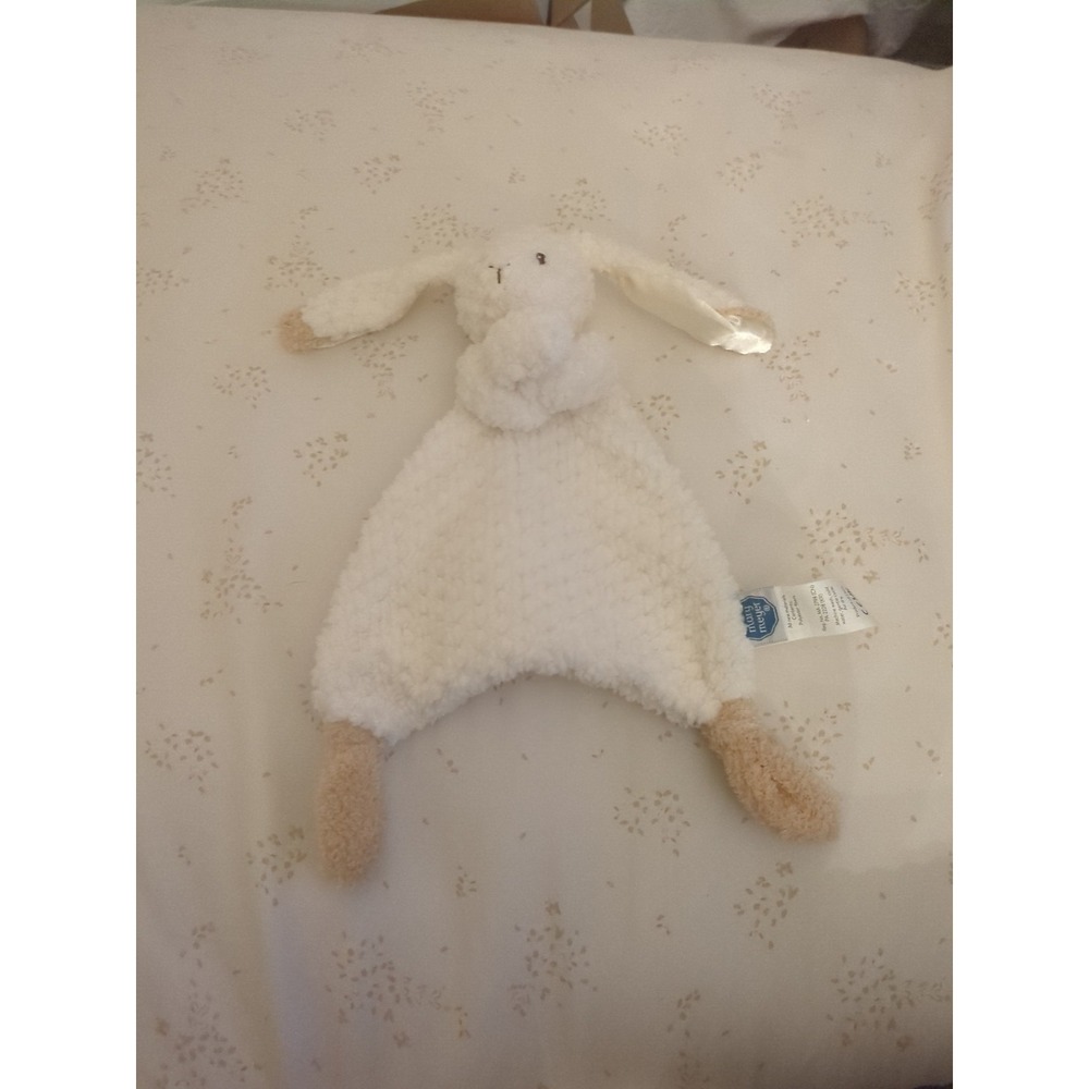 Mary Meyer Off White Tan Bunny Rabbit Plush Lovey Fleece 13" Baby Toy satiny ear